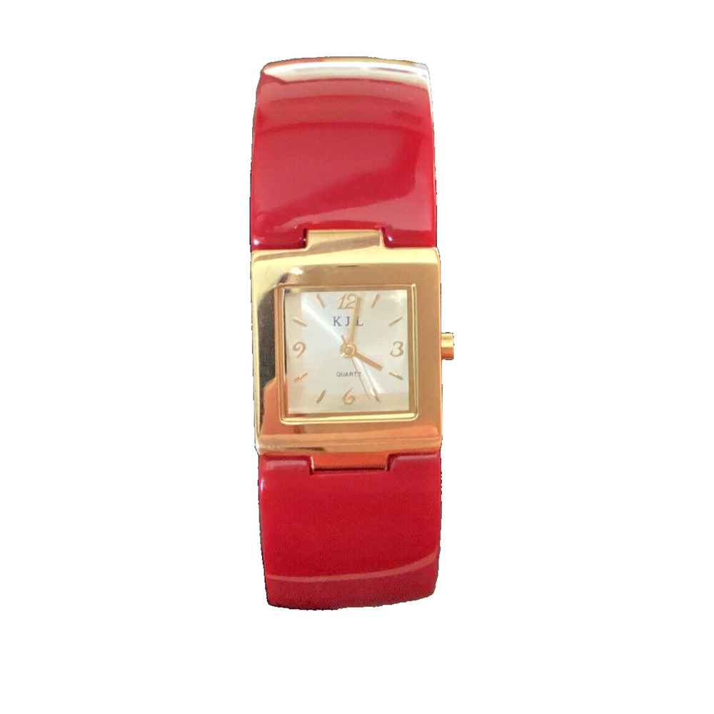 Vintage Kenneth Jay Lane KJL Watch New Battery Working RED Lucite band